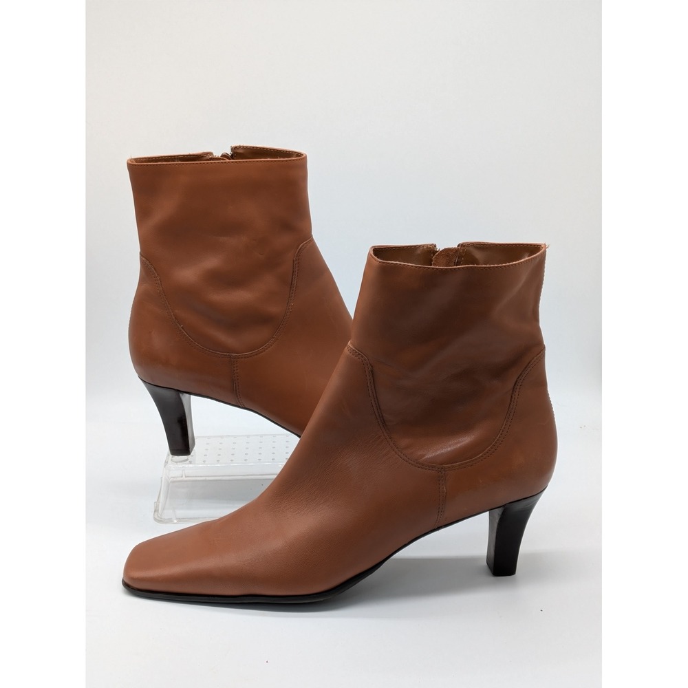 Diba Women's Size 11 Brown Leather Ankle Boots Side Zip Y2K Dress Booties